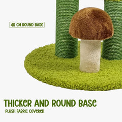 Cat tree scratcher with Cedar tree design, Sisal scratching post, Mushroom-shaped, and Stable base, Durable cat tree activity center for indoor cats, Ideal for healthy cat claws 56 cm (Green)