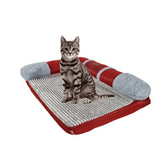 Memory foam dog bed for small to medium breeds, Orthopedic pet bed with Supportive bolster sides, Removable washable cover, and Non-skid bottom, Ideal for all seasons, 60 cm (Red)