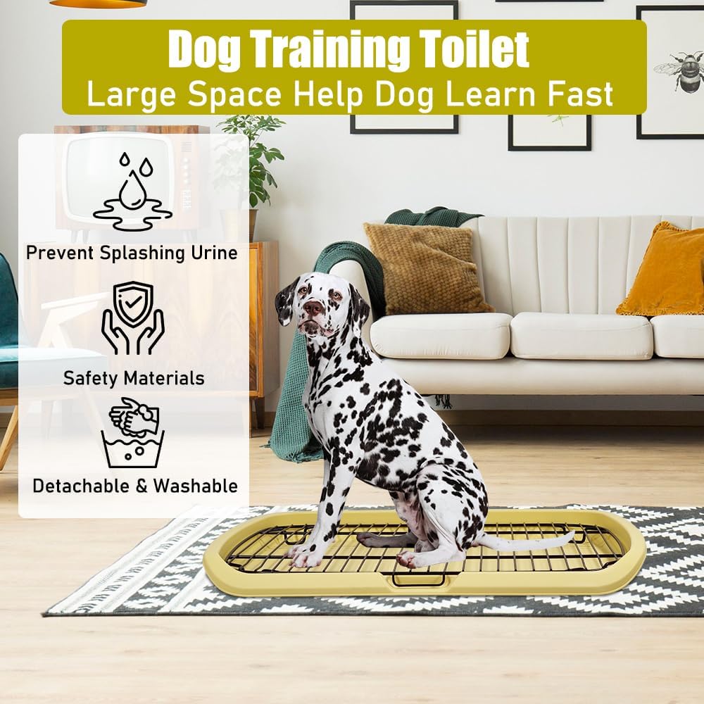 Dog toilet with Sturdy iron mesh, Carrying handle, and Litter scoop, Detachable indoor trainer for medium to large dogs, Flat dog toilet, Ideal for indoor & outdoor use 65 cm, Easy to clean