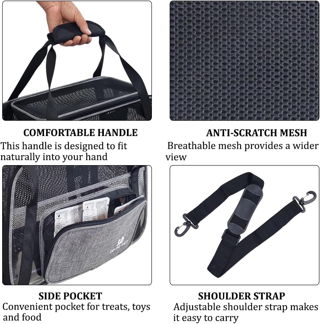 Cat Carrier Bag | Pet Travel Carrier for Dog & Cats with Top Sided Open | Handle & Breathable Mesh, Soft-Sided with Shoulder Strap | Comfortable Mat & Durable Dog Carrier (40cm)