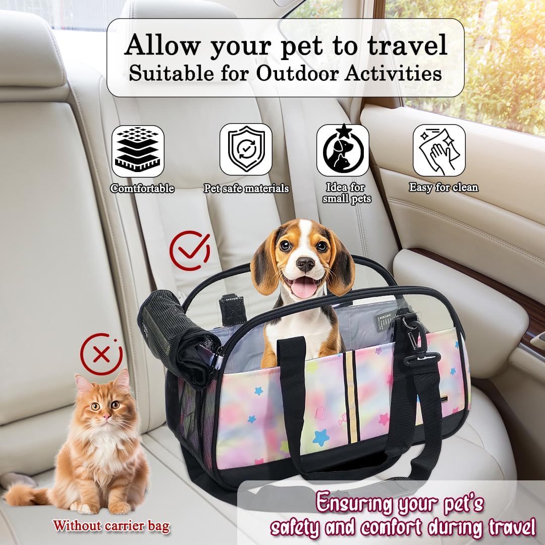Pet Carrier Bag for Cat & Dogs - Cat Carrier Bag with Top Sided Open - Cat Travel Bag - Handle & Breathable Mesh, Soft-Sided with Shoulder Strap - Comfortable Mat & Durable (Pink, 42cm)