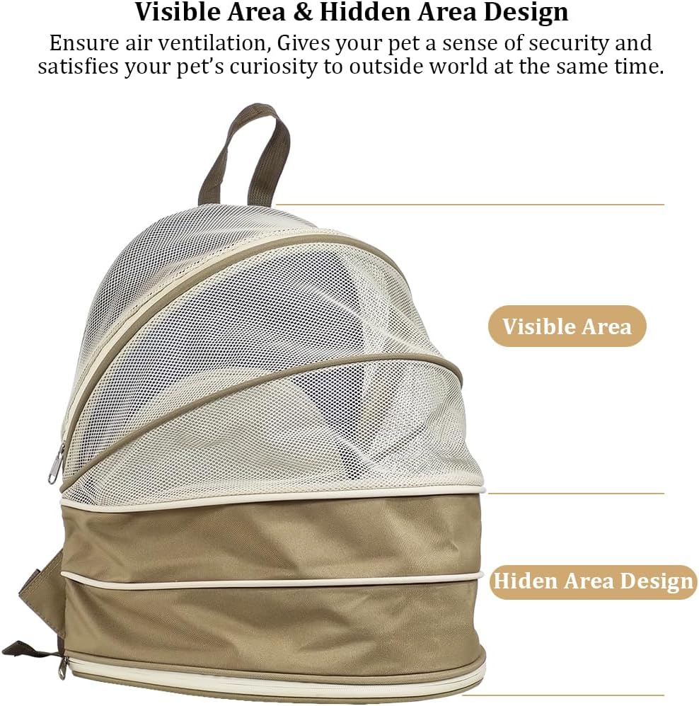 Pet carrier bag for cats and small dogs, Expandable cat backpack with Removable mat, Durable zipper, Ventilated mesh, and Adjustable shoulder straps, Ideal for Outdoor traveling 48 cm