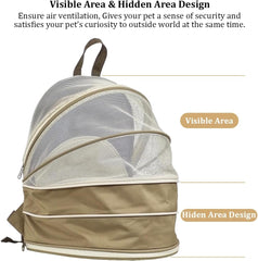Pet carrier bag for cats and small dogs, Expandable cat backpack with Removable mat, Durable zipper, Ventilated mesh, and Adjustable shoulder straps, Ideal for Outdoor traveling 48 cm