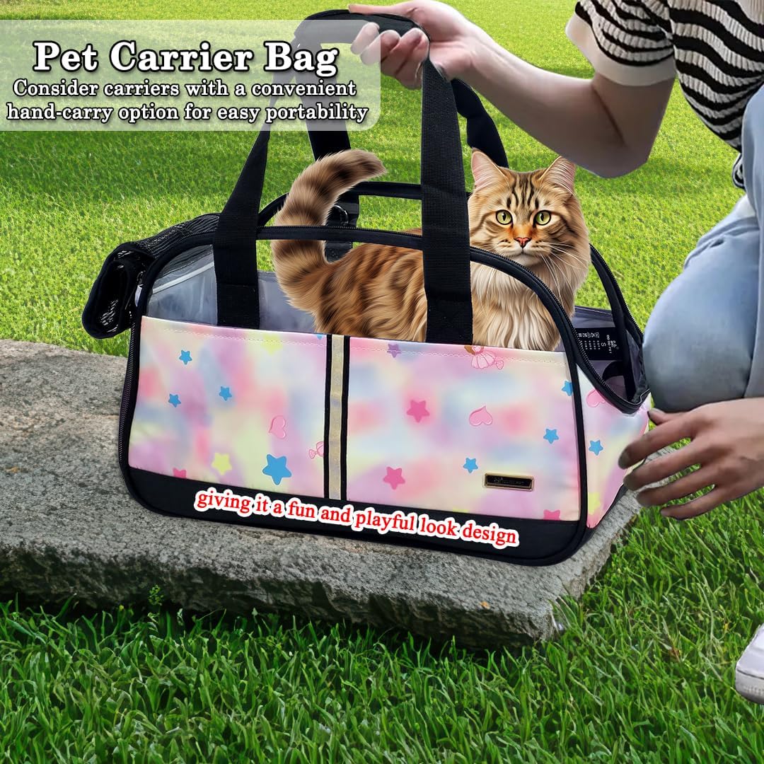 Pet Carrier Bag for Cat & Dogs - Cat Carrier Bag with Top Sided Open - Cat Travel Bag - Handle & Breathable Mesh, Soft-Sided with Shoulder Strap - Comfortable Mat & Durable (Pink, 42cm)