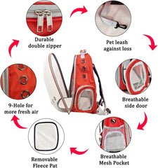 Pet backpack, Transparent breathable portable carrying bag, Airline-approved for cats and small dogs, Pet carrier designed for Travel, Hiking, and shopping outdoor