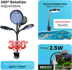 N6 Multicolor Aquarium LED Light 2.5W | WRGB Spectrum | 3 Lighting Modes | 360° Flexible Arm | Clip-On Lamp for Nano Fish Tanks & Bowls
