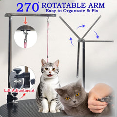 Pet grooming table with Hydraulic Lifting, Height adjustable, Scratch- resistant, and Round design, Heavy duty grooming table with 360 rotating, Non-slip surface, and Stable round base, 160 cm (Black)
