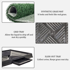 Artificial grass mat dog toilet for Medium to Large Dogs, Dog potty training tray with Pee isolation wall, Detachable design, and Removable tray, Ideal for Indoor/Outdoor use