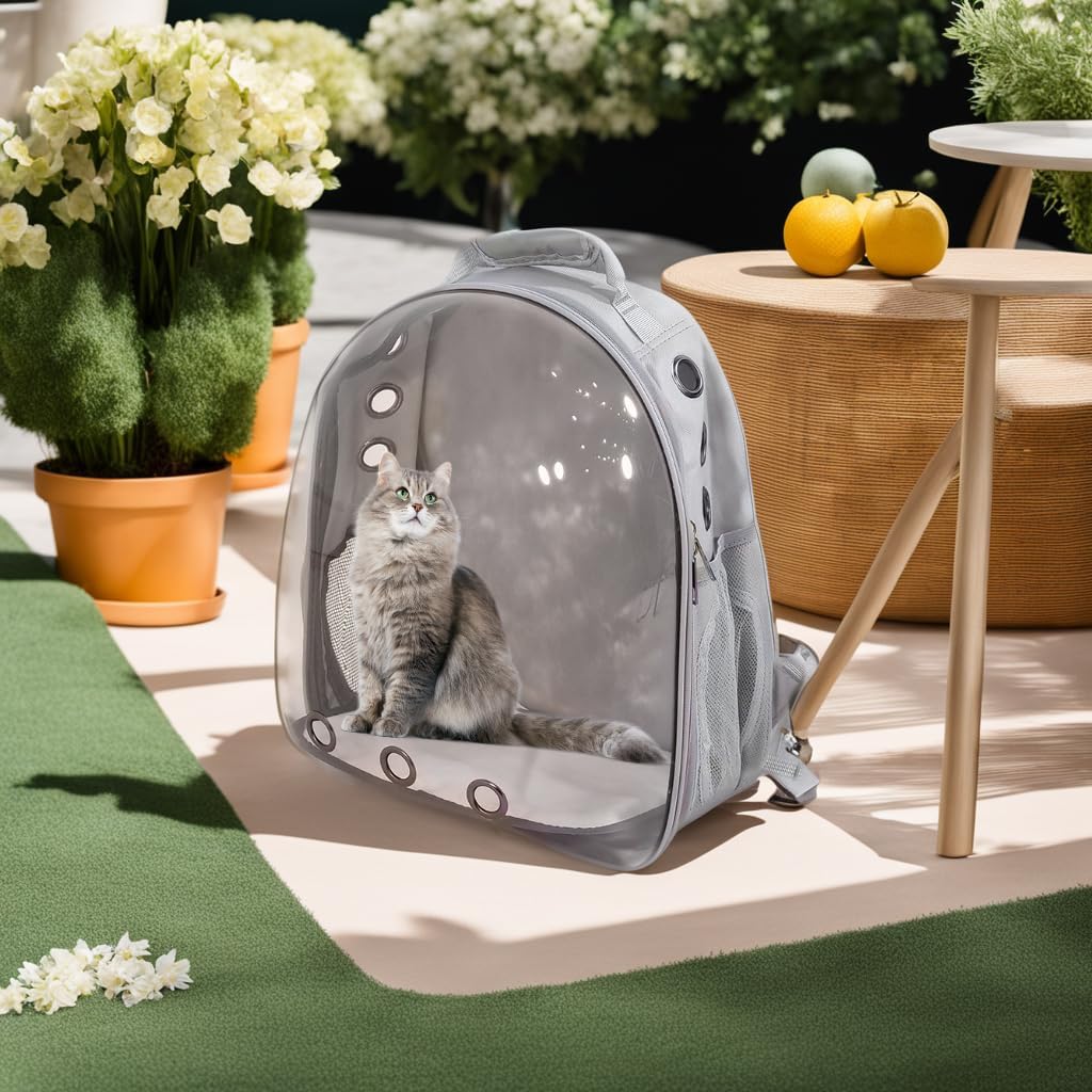 Pet backpack, Transparent breathable portable carrying bag, Airline-approved for cats and small dogs, Pet carrier designed for Travel, Hiking, and shopping outdoor