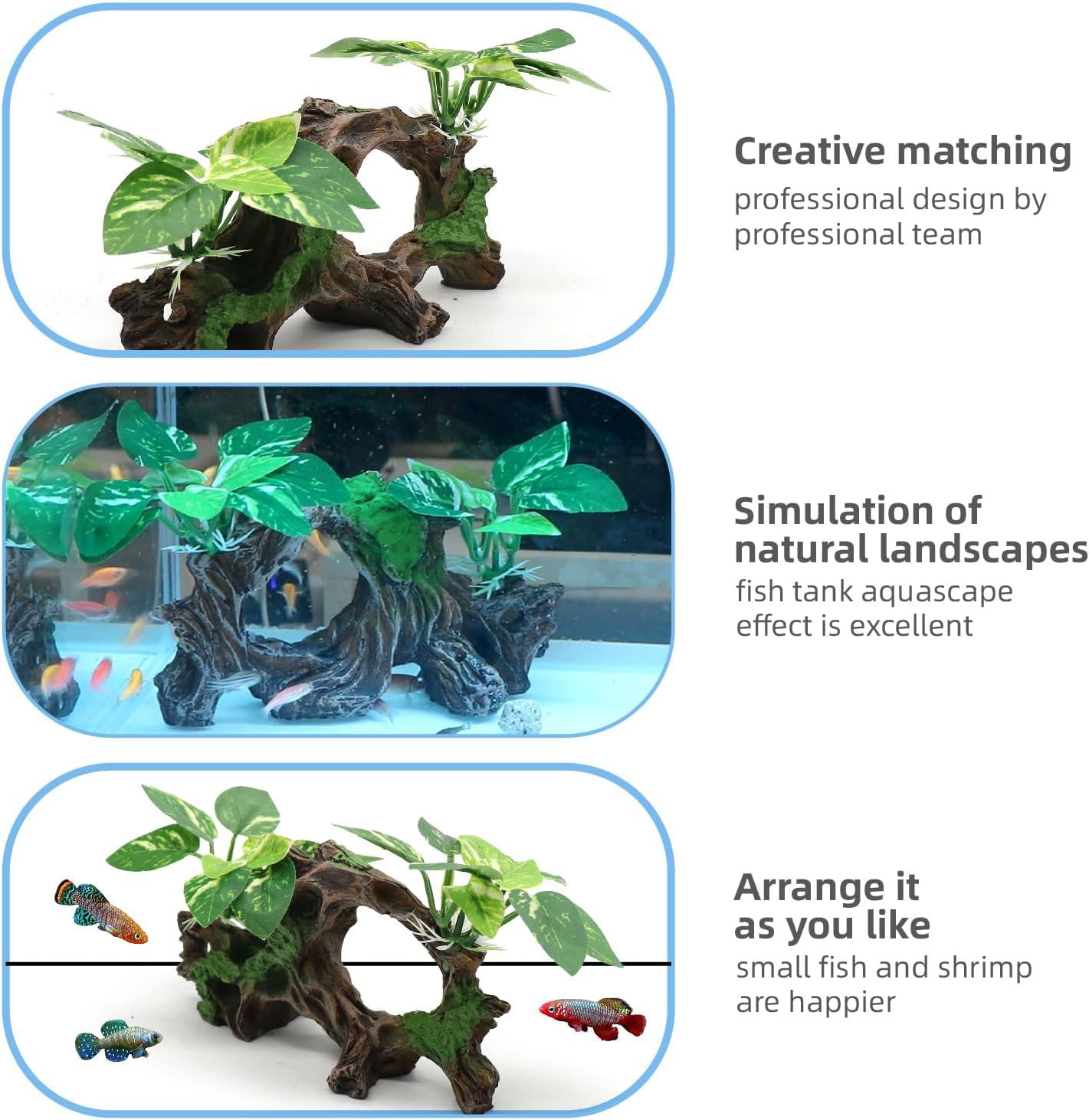 Aquarium Driftwood for Fish Tanks & Reptile Terrariums, Safe Fish Tank Decoration, Easy to Clean Aquarium Decor Accessories, Betta Fish Tank (6.4“*4”*2.4“)