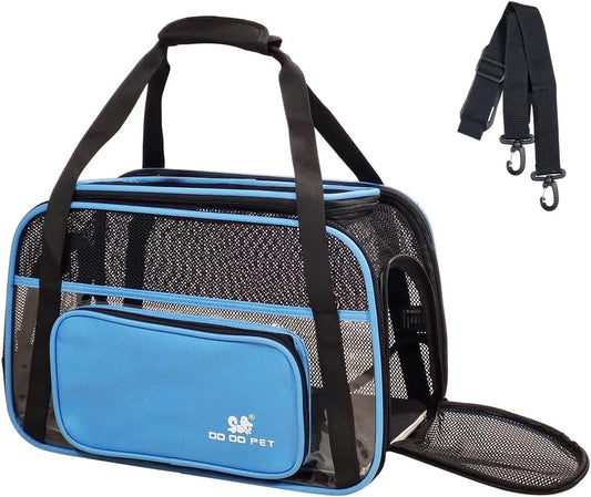 Cat Carrier Bag | Pet Travel Carrier for Dog & Cats with Top Sided Open | Handle & Breathable Mesh, Soft-Sided with Shoulder Strap | Comfortable Mat & Durable Dog Carrier (40cm)