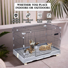 NNC PETS Pet Cage for Cat & Dogs | Dog Cage Playpen with Open-Top Design, Metal Wire, Lockable Door, Removable Tray & Universal Wheels | Ideal for Indoor/Outdoor | Easy to Assemble