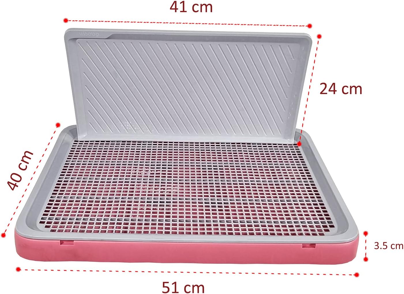 Dog training toilet for small dogs, Durable plastic puppy training tray with Protection wall, Detachable design, and Non-slip foot, Keeps paws dry and floor clean, Indoor & outdoor 51 cm
