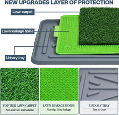 Dog potty training kit for Indoor/Outdoor, Reusable dog potty mat with Artificial grass mat, Durable ABS material, Lawn leakage holes, and Urinary tray, Ideal for Medium to Large dogs, 68 cm (Grey)