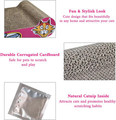 Cat Scratcher with Corrugated Cardboard, Durable Scratch Pad for Indoor Cats, Reversible and Furniture Protection, 44 cm Sofa Bed with Catnip, Comfortable and Resting Bed, Claw Care & Portable (Pink)