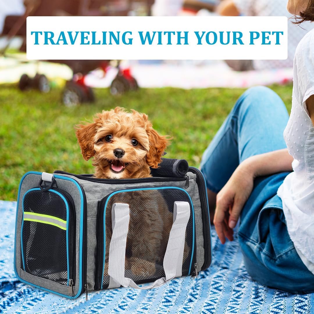 Cat Carrier Bag | Pet Travel Carrier with Breathable Design, Anti-Scratch Mesh, Shoulder Strap | Side Pockets & Zipper | Ideal for Travel | Small To large Cats