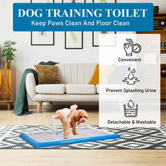 Dog Potty Training Tray - Dog Toilet Pee Pad with Detachable Pee Post - Grid Design & Non-slip Bottom - Indoor/Outdoor Pet Dog Toilet Tray for Large Dogs - Keep Floor Clean 65 cm