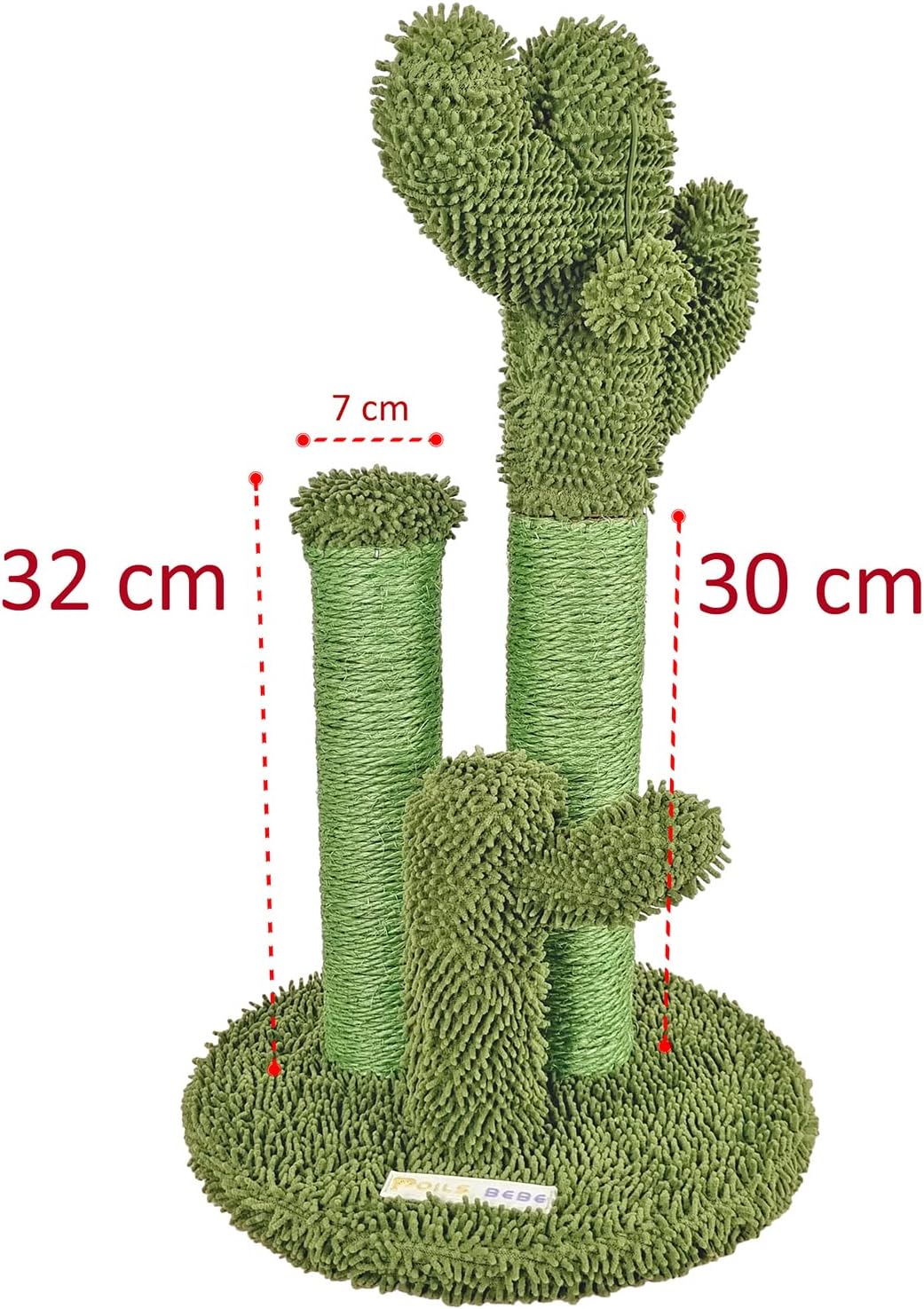 Cat tree scratcher with Cactus shape, Sisal scratching post, Dangling ball, and Stable base, Durable cat tree activity center for indoor cats, Ideal for cat claws healthy, Easy assembly 53 cm (Green)