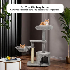 Modern cat tree with Padded perch, Plush hammock, Cozy condo, and Natural sisal scratching post, Multi-tier cat climbing tower for Indoor cats & Kittens, Easy to assemble, 84 cm