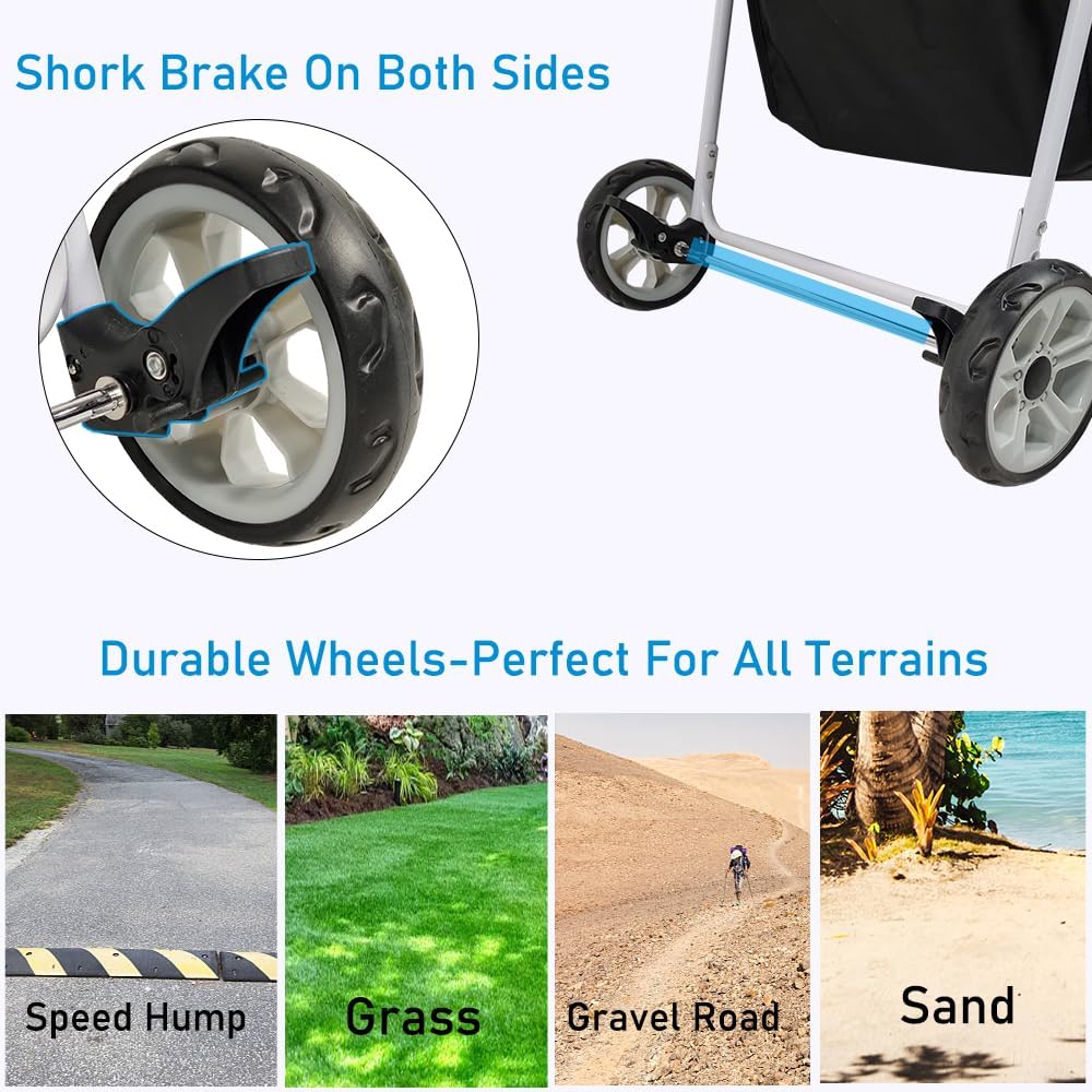 Dog Stroller | Pet Stroller for Cats & Dogs with Adjustable Canopy & Spacious Interior | Lightweight & Foldable | Storage Bag and Universal Wheels | Travel & Outdoor Cat Stroller 96 cm (Blue)