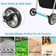 Dog Stroller | Pet Stroller for Cats & Dogs with Adjustable Canopy & Spacious Interior | Lightweight & Foldable | Storage Bag and Universal Wheels | Travel & Outdoor Cat Stroller 96 cm (Blue)