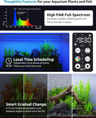Aquarium Light, 24/7 Custom Timer, Power-Off Memory, 7-Row LED 24-30in Full Spectrum Fish Tank Light, 8 Colors, 20 Brightness, Day&Night Cycle, Adjustable Mount for Freshwater Plant Growth