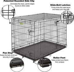MAJIBAO Dog Crate - Metal Wire Dog Cage Indoor - Pet Dog Kennel for Medium to Large Dogs -  Lockable Foldable Metal Doors - Durable Wire Design & Removable Tray, Easy to Assemble (42 inch size)