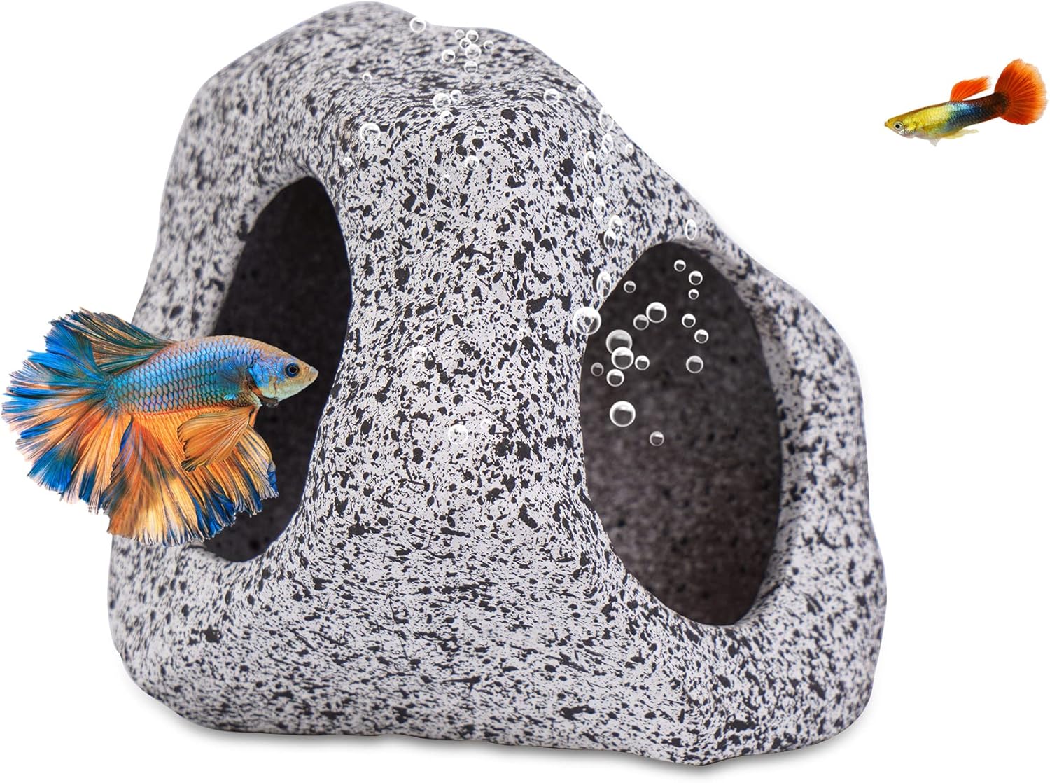Aquarium Decorations Cave Betta Fish Tank Accessories Rock Cave Decor for Shrimp Cichlid Hiding Breeding Small Fish Bowl Hide Decoration Betta Toys Hideout Stones House（Medium）