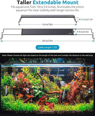Aquarium Light, 24/7 Custom Timer, Power-Off Memory, 7-Row LED 24-30in Full Spectrum Fish Tank Light, 8 Colors, 20 Brightness, Day&Night Cycle, Adjustable Mount for Freshwater Plant Growth