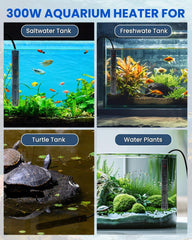 300W Aquarium Heater Digital Fish Tank Heater, Submersible Turtle Tank Heater for Tropical, LED Display of Water Temperature for 250L Tanks, Freshwater Betta Turtle