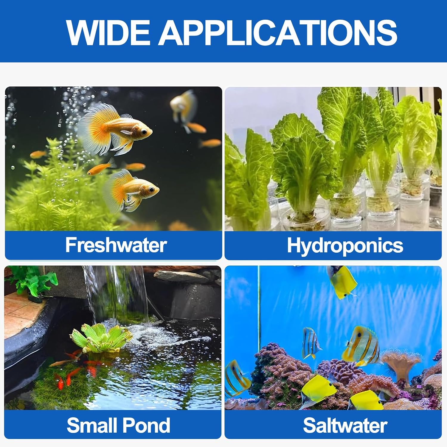Aquarium Air Pump, 5W Dual Outlet Fish Tank Air Pump for 20-125 Gallon Tank, Ultra Silent Powerful Aquarium Pump Hydroponic Oxygen Aerator with Stones, Airline Tubing for Small Medium Large Fish Tank