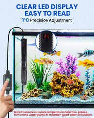 300W Aquarium Heater Digital Fish Tank Heater, Submersible Turtle Tank Heater for Tropical, LED Display of Water Temperature for 250L Tanks, Freshwater Betta Turtle