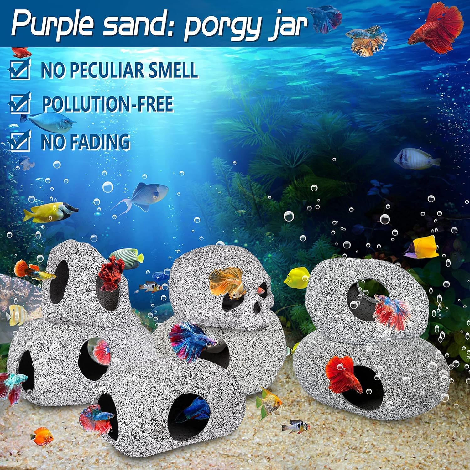 Aquarium Decorations Cave Betta Fish Tank Accessories Rock Cave Decor for Shrimp Cichlid Hiding Breeding Small Fish Bowl Hide Decoration Betta Toys Hideout Stones House（Medium）