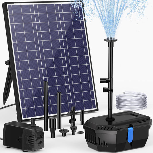 Solar Pond Filter Fountain, 20W Solar Pond Pump with Pond Filter, 16.4FT Cord, 6.6FT Tubing for Outdoor Small Pond, Fish Tank, Pool, Garden Waterscape