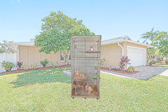 Large cat cage for Multi-cat household, 2-tier spacious cat cage with Multiple lockable doors, Climbing ladder, Food container, and Universal wheels, Ideal for Indoor/outdoor 178 cm (Pink)