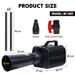BF Series Pond Aeration Pump, High-Flow Pond Pump for Koi Ponds, Fish Ponds & Water Features, Energy-Efficient Air Circulation Pump with 3 Size Options