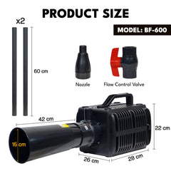 BF Series Pond Aeration Pump, High-Flow Pond Pump for Koi Ponds, Fish Ponds & Water Features, Energy-Efficient Air Circulation Pump with 3 Size Options