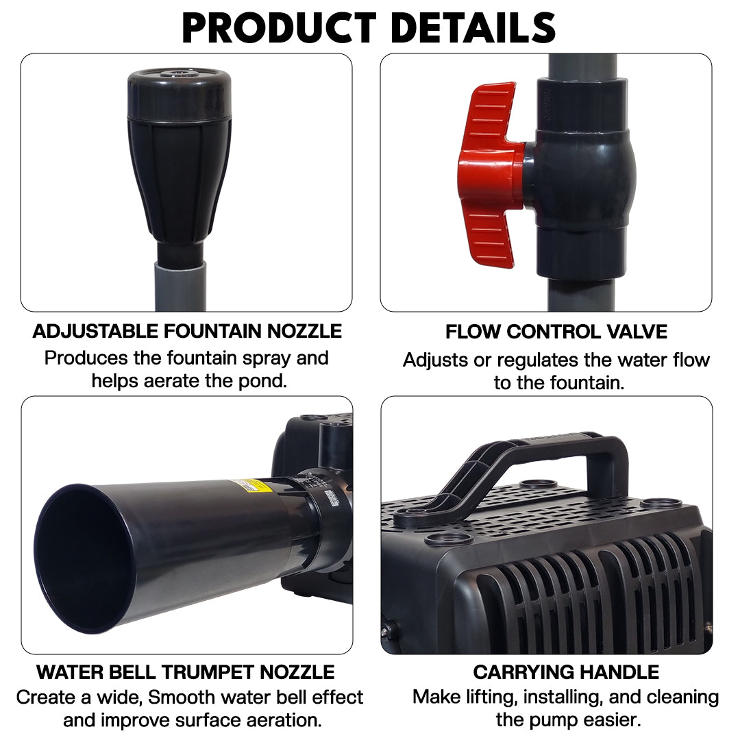 BF Series Pond Aeration Pump, High-Flow Pond Pump for Koi Ponds, Fish Ponds & Water Features, Energy-Efficient Air Circulation Pump with 3 Size Options