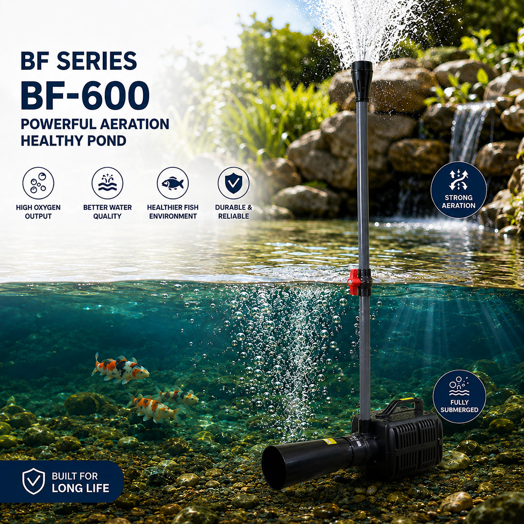 BF Series Pond Aeration Pump, High-Flow Pond Pump for Koi Ponds, Fish Ponds & Water Features, Energy-Efficient Air Circulation Pump with 3 Size Options