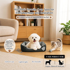 Pet bed with Soft plush, Low entry, Portable and Lightweight, 53 cm Cozy indoor lounger for puppies and kitten, Pet cushion with Raised sides, Comfortable, Warm, Washable & Breathable Pet Sofa