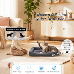 Pet bed with Soft plush, Low entry, Portable and Lightweight, 61 cm Cozy indoor lounger for small Dogs and Cats, Pet cushion with Raised sides, Comfortable, Warm, Washable & Breathable Pet Sofa