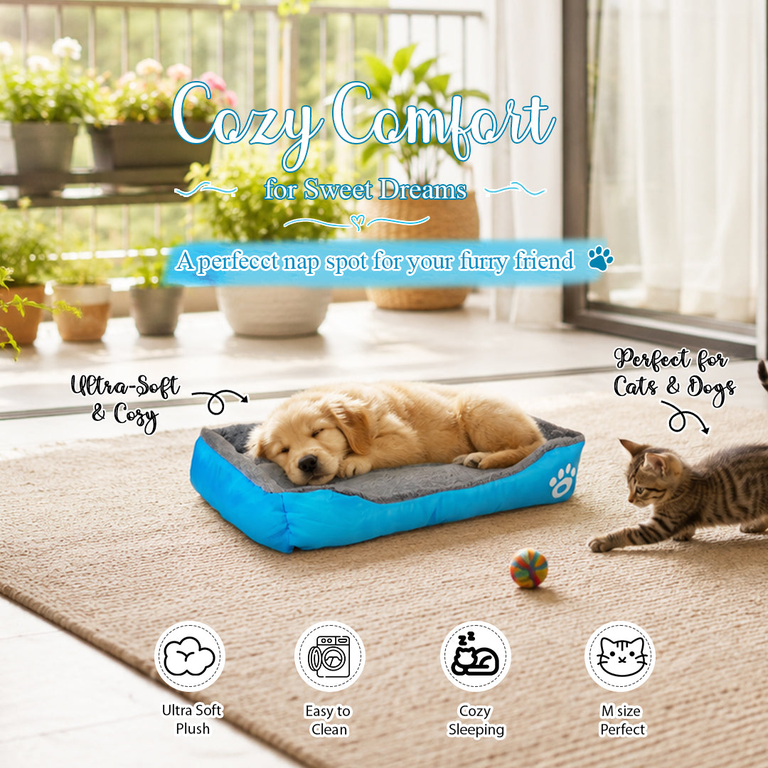 Pet bed with Soft plush, Low entry, Portable and Lightweight, 61 cm Cozy indoor lounger for small Dogs and Cats, Pet cushion with Raised sides, Comfortable, Warm, Washable & Breathable Pet Sofa