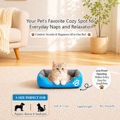 Pet bed with Soft plush, Low entry, Portable and Lightweight, 53 cm Cozy indoor lounger for puppies and kitten, Pet cushion with Raised sides, Comfortable, Warm, Washable & Breathable Pet Sofa