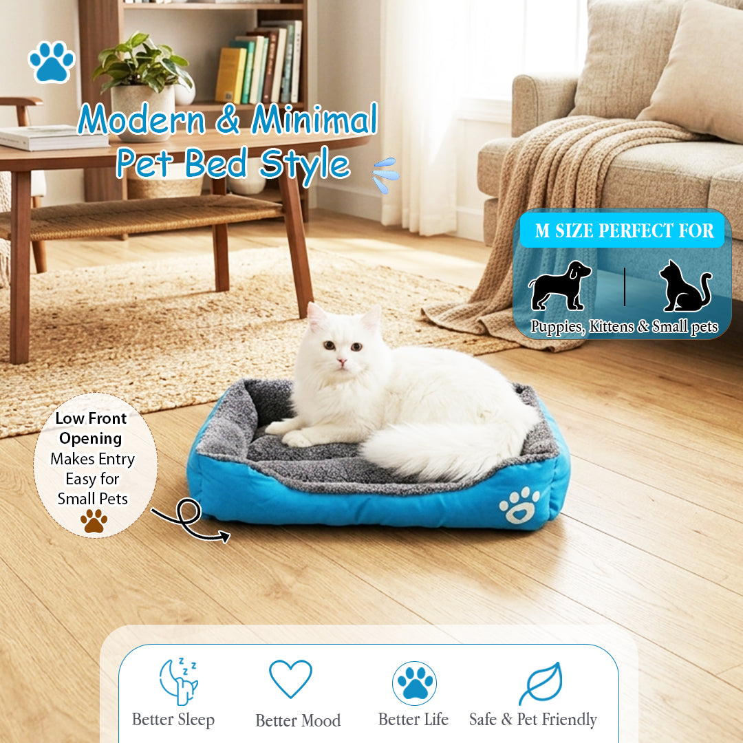 Pet bed with Soft plush, Low entry, Portable and Lightweight, 61 cm Cozy indoor lounger for small Dogs and Cats, Pet cushion with Raised sides, Comfortable, Warm, Washable & Breathable Pet Sofa