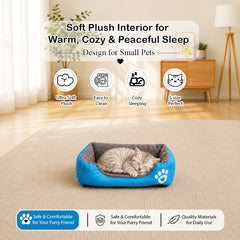 Pet bed with Soft plush, Low entry, Portable and Lightweight, 53 cm Cozy indoor lounger for puppies and kitten, Pet cushion with Raised sides, Comfortable, Warm, Washable & Breathable Pet Sofa