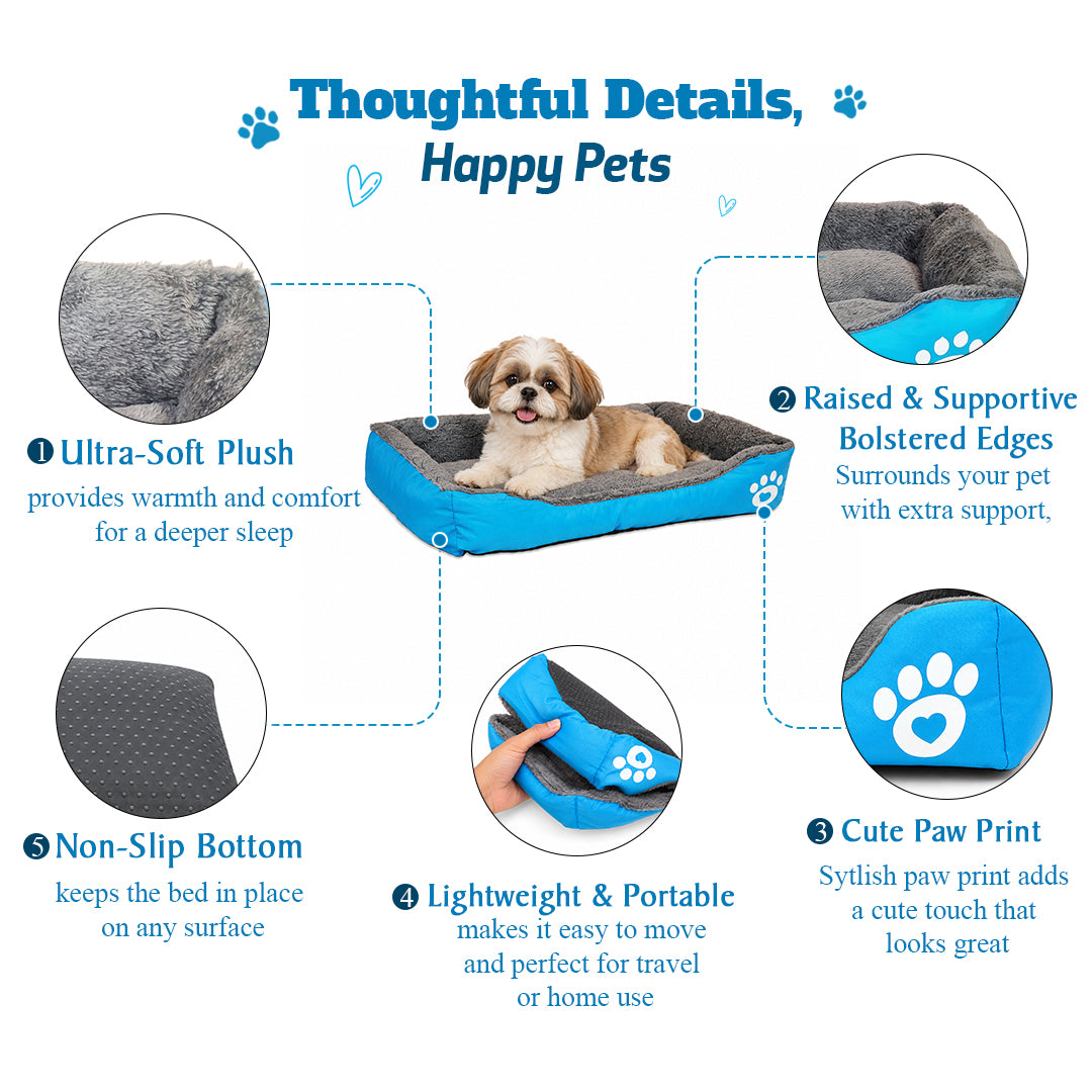 Pet bed with Soft plush, Low entry, Portable and Lightweight, 61 cm Cozy indoor lounger for small Dogs and Cats, Pet cushion with Raised sides, Comfortable, Warm, Washable & Breathable Pet Sofa