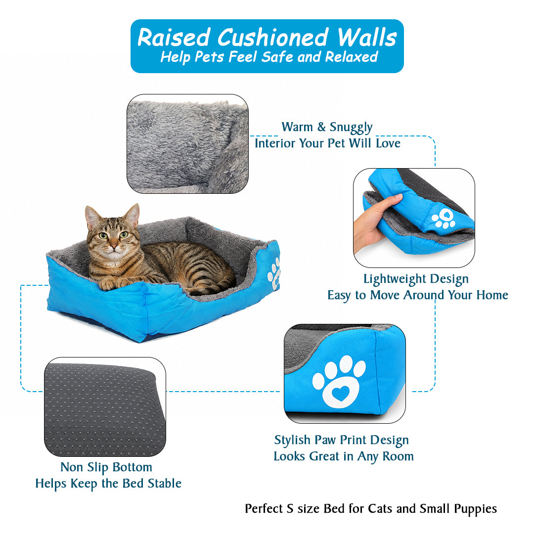 Pet bed with Soft plush, Low entry, Portable and Lightweight, 53 cm Cozy indoor lounger for puppies and kitten, Pet cushion with Raised sides, Comfortable, Warm, Washable & Breathable Pet Sofa