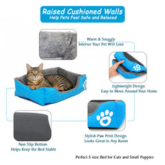 Pet bed with Soft plush, Low entry, Portable and Lightweight, 53 cm Cozy indoor lounger for puppies and kitten, Pet cushion with Raised sides, Comfortable, Warm, Washable & Breathable Pet Sofa