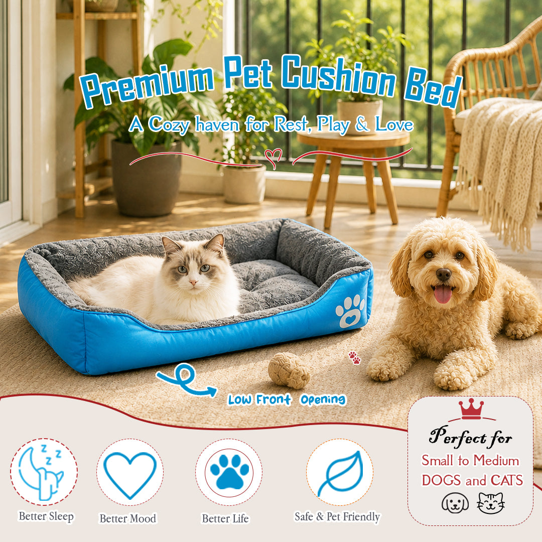 Pet bed with Soft plush, Low entry, Portable and Lightweight, 73 cm Cozy indoor lounger for small Dogs and Cats, Pet cushion with Raised sides, Comfortable, Warm, Washable & Breathable Pet Sofa