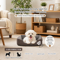 Pet bed with Soft plush, Low entry, Portable and Lightweight, 53 cm Cozy indoor lounger for puppies and kitten, Pet cushion with Raised sides, Comfortable, Warm, Washable & Breathable Pet Sofa